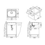 NERJAVNO POMIVALNO KORITO ALVEUS MORE 10, NAT 560X500 MM – predstavitvena slika