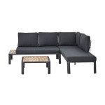 PROMO KOTNA GARNITURA OLEA 4P ALU AKACIJA Z/KVADRATNA NIZKA MIZA 65X65 TEMNO SIVA – predstavitvena slika