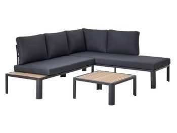 PROMO KOTNA GARNITURA OLEA 4P ALU AKACIJA Z/KVADRATNA NIZKA MIZA 65X65 TEMNO SIVA