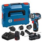 AKUMULATORSKI VRTALNI VIJAČNIK, POLNI KOMPLET GSR 12V-35 FC + L-BOXX + KOMPLET NASTAVKOV FC Z VRTALNO GLAVO GFA 12-H – preds