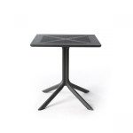 Vrtna miza CLIP 70 priznanega italijanskega proizvajalca Nardi, v beli, antracit rjavi, zeleni in temno rjavi barvi. Miza s sredinskim stebrom. Opis: