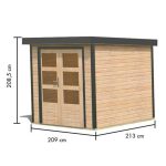 LESENA VRTNA HIŠKA KARIBU JUPITER A Z ANTRACIT OKV. 209X213X195 LES 19MM – predstavitvena slika
