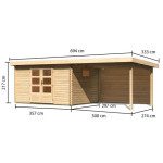 LESENA VRTNA HIŠKA KARIBU TRITTAU 4+ PODALJŠEK STREHE 3.3 M + ZADNJA – predstavitvena slika