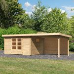 LESENA VRTNA HIŠKA KARIBU TRITTAU 4+ PODALJŠEK STREHE 3.3 M + ZADNJA – predstavitvena slika