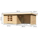 LESENA VRTNA HIŠKA KARIBU TRITTAU 4+ PODALJŠEK STREHE 3.3 M + ZADNJA – predstavitvena slika