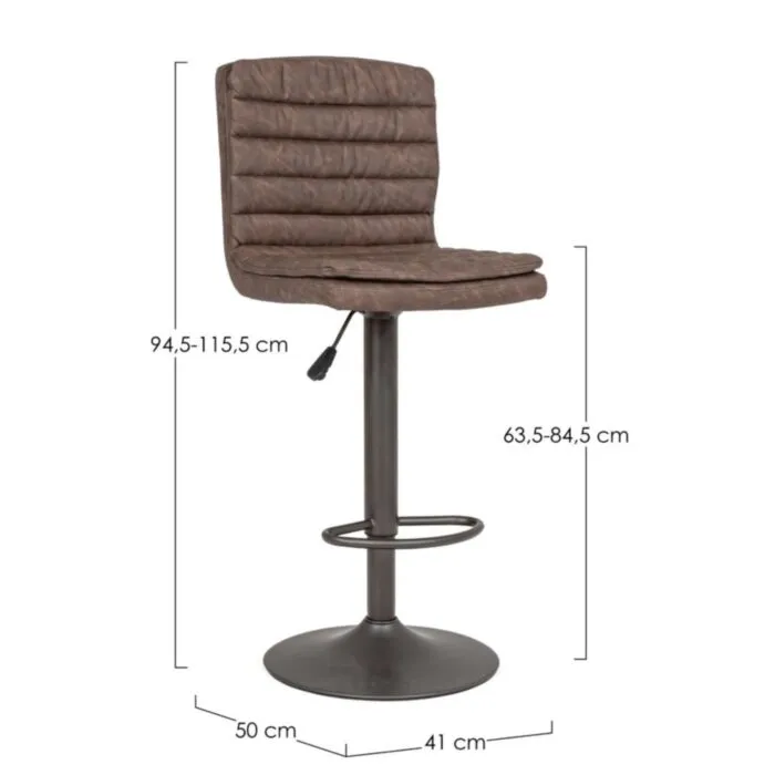 Barski stol CONNOR VINTAGE rjava ima okvir iz kovine, sedalni del je iz poliuretanske pene ki ima čez umetno usnje. Material: - Umetno usnje - Poliuretanska