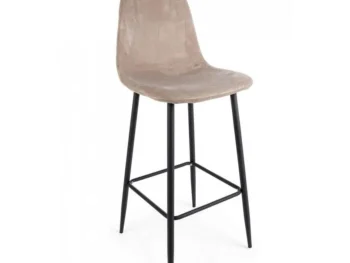 Barski stol IRELIA taupe ima noge iz kovinske cevi, obloga je iz poliuretanske pene in žamet prevleke (100% poliester). Material: - Kovina - Pena - Žamet