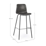 Barski stol KYRA vintage antracit je narejen iz polipropilena in prevlečen v umetno usnje ter ima jeklene noge. Dimenzije: širina: 39cm globina: 44cm