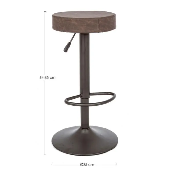 Barski stol PIPER VINTAGE rjava ima kovinsko strukturo, sedalni del je iz poliuretanske pene in oblečena v umetno usnje. Material: - Kovina - Poliuretanska