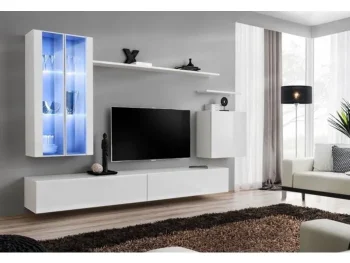 Dnevni regal ANDREJA je moderno oblikovan in elegantnega videza. Vrata omaric se odpirajo s push-click sistemom. V ceno je vključena tudi modra led