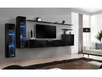 Dnevni regal DEJAN je moderno oblikovan in elegantnega videza. Vrata omaric se odpirajo s push-click sistemom. V ceno je vključena tudi modra led