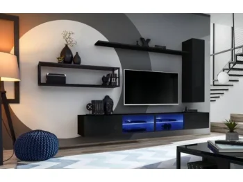 Dnevni regal KAJA je moderno oblikovan in elegantnega videza v kombinaciji lesa in kovine. Vrata visoke omare se odpirajo s push-click sistemom. V ceno je