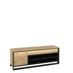 Dnevni regal KVIN . Dnevni regal KVIN je kompakten ter očarljiv set primeren za vsako hišo. Njegova artisan hrast barva bo vzbudila občutek domačosti,