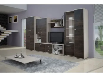 Dnevni regal LEONIDA je zelo eleganten in stabilen. Primeren je za vsako dnevno sobo. Korpus regala ja v barvi svetlega hrasta, fronta regala pa je v barvi