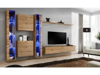 Dnevni regal MARK  je moderno oblikovan in elegantnega videza. Vrata omaric se odpirajo s push-click sistemom. V ceno je vključena tudi modra led