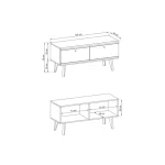 Elegantna dnevna soba s stilom skandinavskega sloga. Dobavljiva je v barvi svetli hrast//bela mat. Hrastove lesene noge, ABS robovi, vrata(ličnice) so MDF.