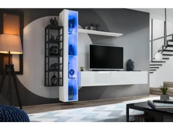 Dnevni regal NEJA 1 je moderno oblikovan in elegantnega videza v kombinaciji lesa in kovine. Vrata visoke omare se odpirajo s push-click sistemom. V ceno