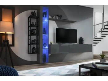 Dnevni regal NEJA je moderno oblikovan in elegantnega videza v kombinaciji lesa in kovine. Vrata visoke omare se odpirajo s push-click sistemom. V ceno