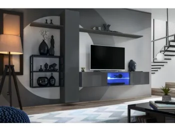Dnevni regal NEJA je moderno oblikovan in elegantnega videza v kombinaciji lesa in kovine. Vrata visoke omare se odpirajo s push-click sistemom. V ceno