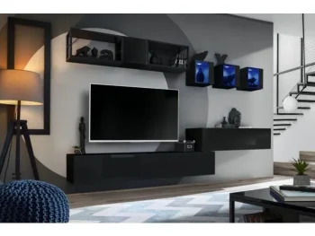 Dnevni regal NUŠA 2 je moderno oblikovan in elegantnega videza v kombinaciji lesa in kovine. V ceno je vključena tudi modra led osvetljava. Izdelan v EU.