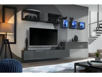 Dnevni regal NUŠA je moderno oblikovan in elegantnega videza v kombinaciji lesa in kovine. Vrata visoke omare se odpirajo s push-click sistemom. V ceno je