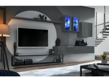 Dnevni regal NUŠA je moderno oblikovan in elegantnega videza v kombinaciji lesa in kovine. Vrata visoke omare se odpirajo s push-click sistemom. V ceno je