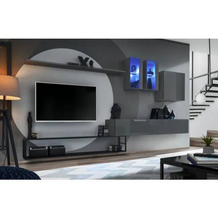 Dnevni regal NUŠA Dnevni regal NUŠA je moderno oblikovan in elegantnega videza v kombinaciji lesa in kovine. Vrata visoke omare se odpirajo s push-click sistemom. V ceno je