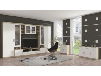 Dnevni regal PAR je moderno oblikovan in elegantnega videza. Izdelan je v EU. Možno je dokupiti LED osvetlitev (30 €). Barva: - Sonoma / siva