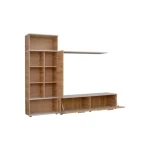 Dnevni regal ROLI je modernega dizajna. Kombinacija hrasta in svetlo sive barve se bo podala v vsak prostor. Narejen je iz kvalitetne iverne plošče. Ročke