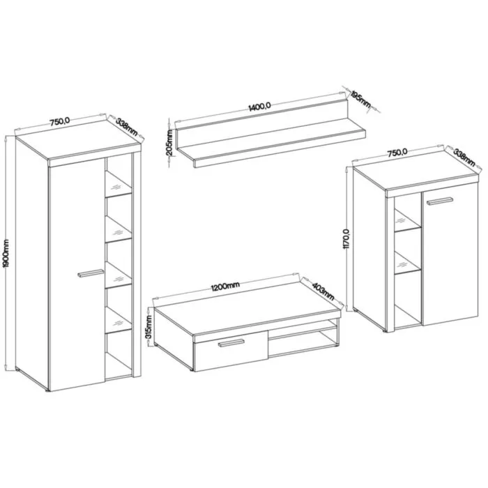 Dnevni regal RUBA 2 Dnevni regal RUBA 2 je moderno oblikovan in elegantnega videza. Dnevni regal je izdelan v EU. Dimenzije regala so: 270 cm x 190 cm x 42,5 cm Barva: - bela /