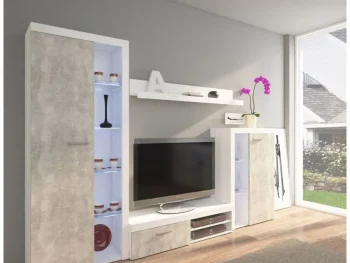 Dnevni regal RUBA je moderno oblikovan in elegantnega videza. Dnevni regal je izdelan v EU. Dimenzije regala so: 270 cm x 190 cm x 42,5 cm Barva: - bela /