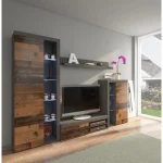 Dnevni regal RUBA mini je narejen iz kvalitetne laminirane plošče. Je moderen s pridihom elegance. V kompletu dobite eno TV omaro, eno visoko vitrino, eno
