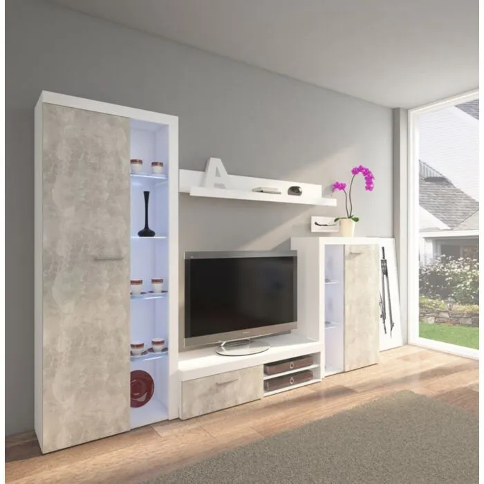 Dnevni regal RUBA Dnevni regal RUBA je moderno oblikovan in elegantnega videza. Dnevni regal je izdelan v EU. Dimenzije regala so: 270 cm x 190 cm x 42,5 cm Barva: - bela /