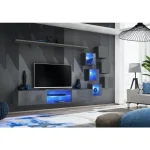 Dnevni regal TARA je moderno oblikovan in elegantnega videza. Majhne omarice se odpirajo s push-click sistemom. V ceno je vključena tudi modra led