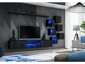 Dnevni regal TARA je moderno oblikovan in elegantnega videza. Majhne omarice se odpirajo s push-click sistemom. V ceno je vključena tudi modra led