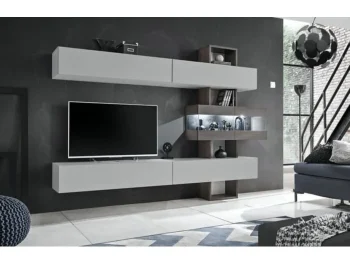 Dnevni regal TORINO je moderno oblikovan in elegantnega videza. Vrata omaric se odpirajo s push-click sistemom. V ceno je vključena tudi bela led