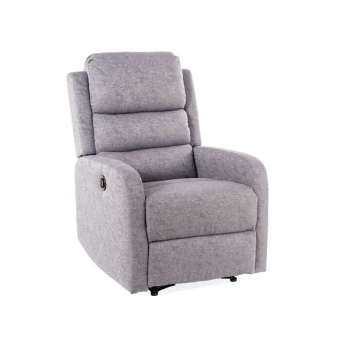 Fotelj FRIDERIK Zagotovite si počitek v udobnem fotelju FRIDERIK. Nevtralna siva barva se lepo zlije z vsakršnimi barvami vašega dnevnega prostora. Naslon za noge je