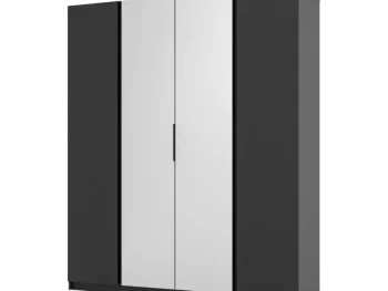 Garderobna omara ANGELA 2 - 200 cm. Moderen dizajn v kombinaciji z ogledalom. Narejena je iz laminirane plošče debeline 16 mm. Na voljo v črni in hrast