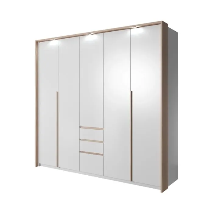 Garderobna omara ELO 230 Praktična in uporabna garderobna omara ELO 230 je primerna za vsak prostor. Dobavljiva je v sonoma beli barvi. ima ABS robove, ki zagotavljajo večjo