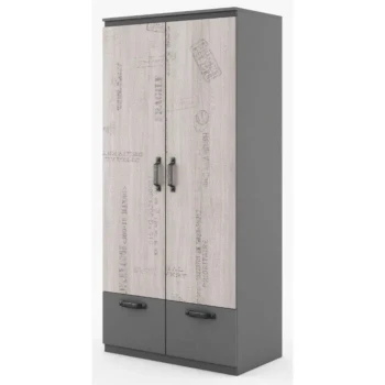 Garderobna omara MAJA je dvokrila moderna omara. Ima veliko prostora za oblačila in v prostor vnese svežino. Primerna je za vsako mladinsko ali otroško