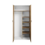 Garderobna omara TRNULJČICA 2 je prostorna dvovratna omara s funkcionalno notranjostjo. Garderobna omara je razdeljena na pol in ustvari prostor za notranjo