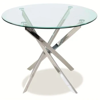 Steklena jedilna miza AIS je narejena iz kakovostnih materialov. Moderen dizajn se bo podal v vsako jedilnico. Ogrodje je izdelano iz kovine v krom barvi,