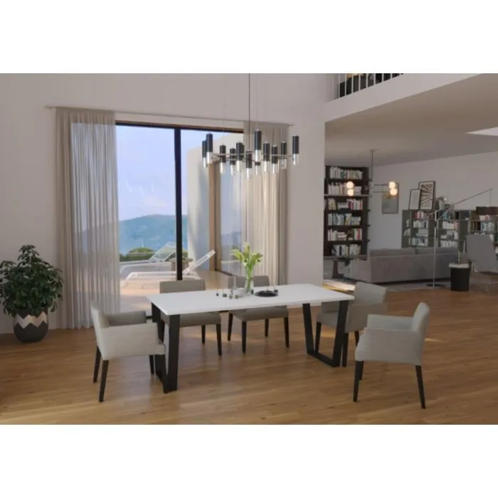 Jedilna miza CEZARO W Jedilna miza CEZARO W je praktična in prijetna na pogled. Kombinacija toplega lesa in močne kovine je ravno pravšnja za vaš jedilni prostor. Dimenzije: -