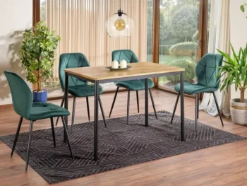 Jedilna miza CITIJA je elegantna in priročna jedilna miza. Zgornji del je narejen iz MDF- ja in kakovostnega furnirja v elegantni barvi hrast Artisan. Ogrodje