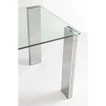 Jedilna miza NEW ARLEY 140X80 ima mizno ploščo izdelano iz kaljenega stekla debeline 12 mm. Noge pa so izdelane iz MDF - ja, ki je oblečen v kromirano