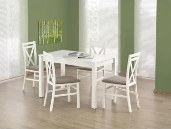 Jedilna miza ZAVI bela je narejena iz kakovostnih materialov. Je sodobna, elegantna in stabilna. Dimenzije: - D: 120 x G: 68 x V: 76 cm Material: - Laminirana