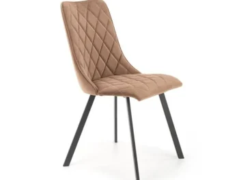 Kuhinjski stol ANA bež, je eleganten, moderen in trpežen. Je izjemno udoben in mehak saj je oblazinjen v mehko žametno tkanino v bež barvi. Črne