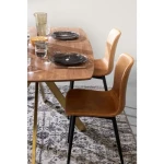 Jedilni stol KYRA je vintage izgleda. Sedež je narejen iz polipropilena, ki je oblečen v kakovostno umetno usnje. Kar omogoča enostavno vzdrževanje. Noge