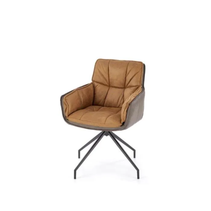 Jedilni stol LEA rjava/temno rjava Jedilni stol LEA je eleganten, udoben in kakovosten. Posebnost stola je vrtljiv mehanizem za 360 stopinj, kar nudi praktičnost. Stol je zelo mehko oblazinjen