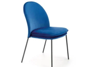 Stol Lili modra, je kombinacija kakovosti in elegance. Izdelan je iz kakovostne žametne tkanine v modri barvi. Kovinske noge v črni barvi zagotavljajo